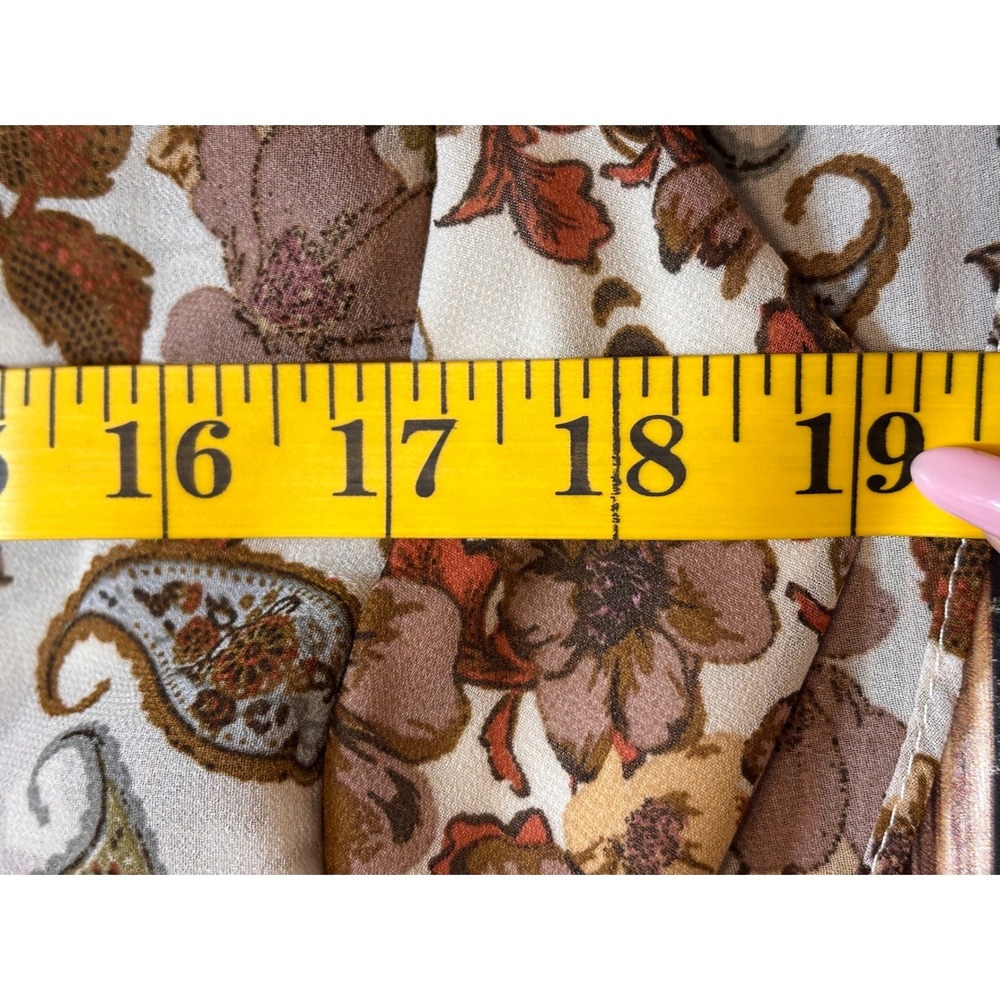 Drew Maxi Dress Womens Large Brown Floral Paisley Wrap Ruffle Terra Vintage - Picture 8 of 12